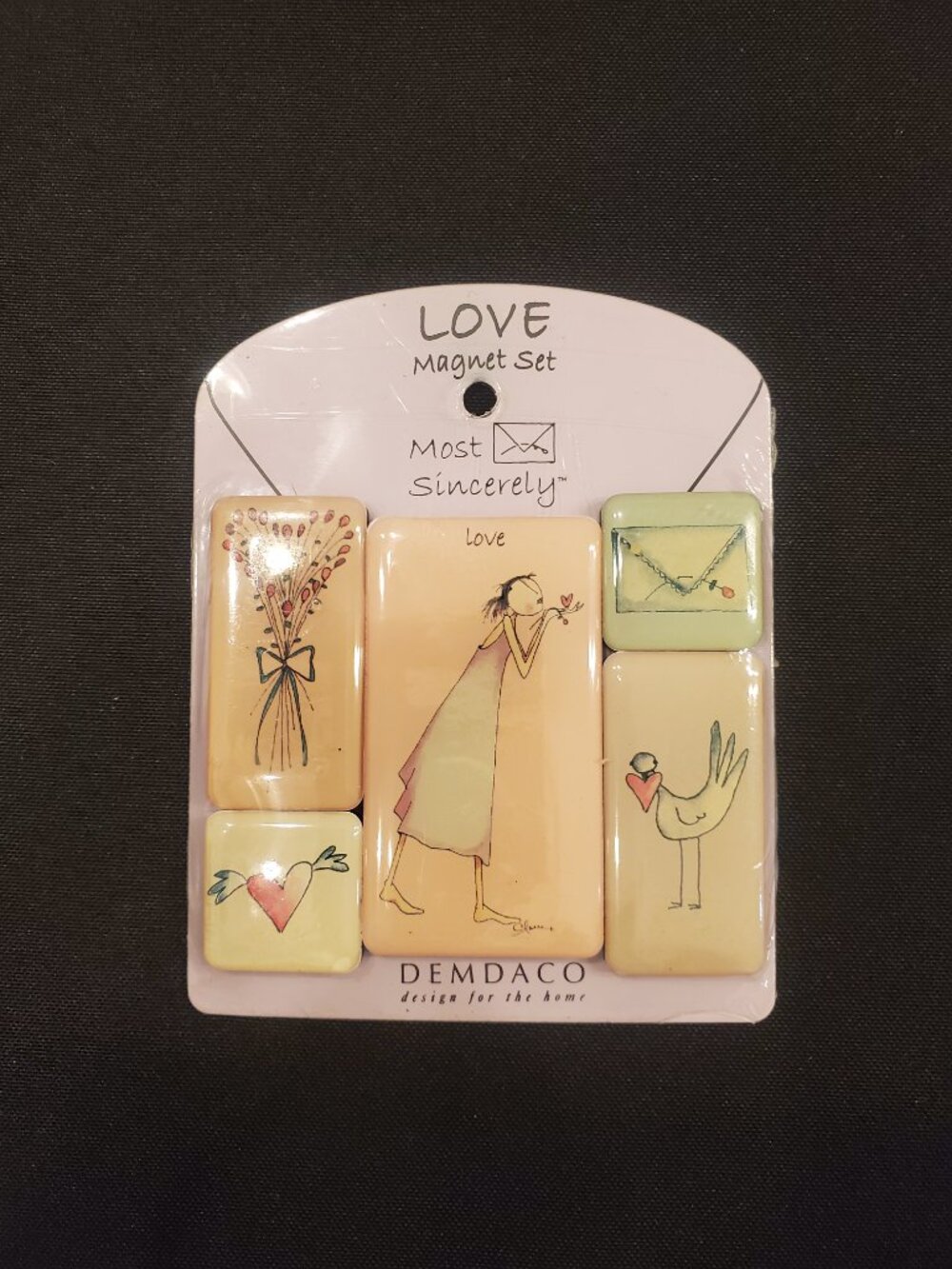 Vintage Claire Stoner Demdaco Refrigerator Magnet Set LOVE Most Sincerely 2004